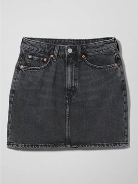 Weekday Classic Black Denim Mini Skirt - (Size 38)